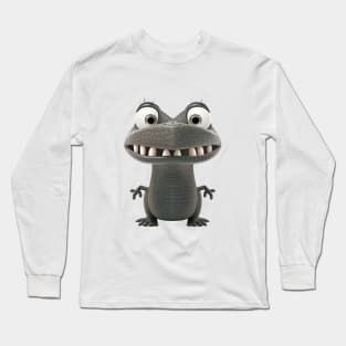 Crocodile Cute Adorable Humorous Illustration Long Sleeve T-Shirt